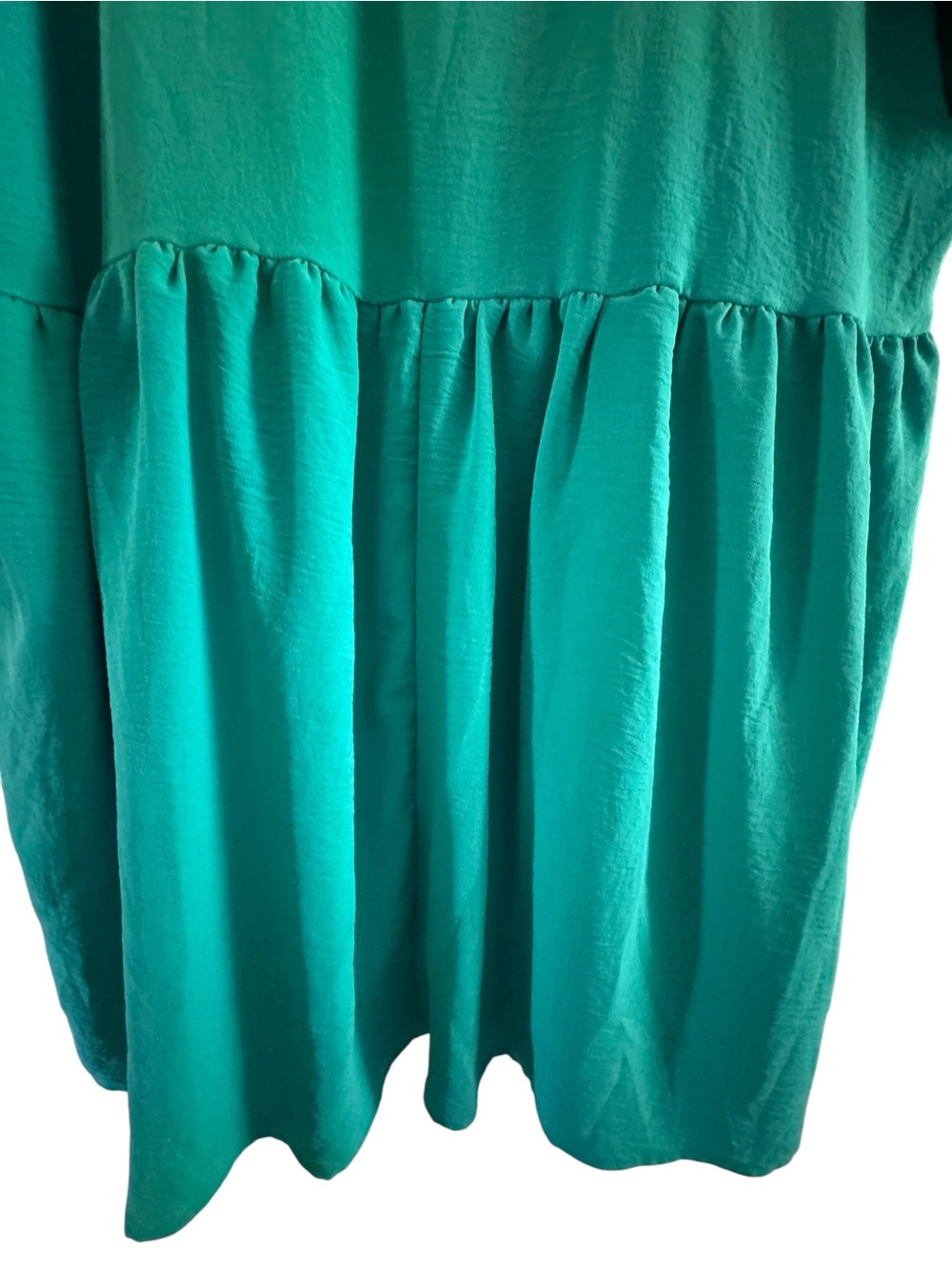 Entro XL Emerald Green Babydoll Tunic Top V-Neck Short Sleeve Boho Summer Top - Picture 10 of 12